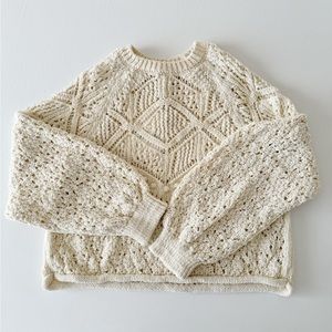 NWT ZARA Chunky Knit Cream Cropped Sweater